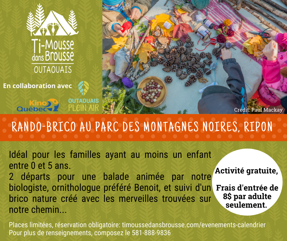 COMPLET - Outaouais: Rando-Brico au parc des Montagnes Noires de Ripon